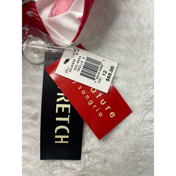 NEW Signature by Sangria Sheath Dress 12 Sleeveless Red White Floral Tropical - Picture 6 of 7